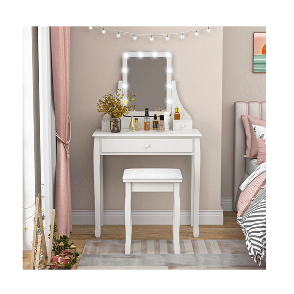 Modern Makeup Table With 10 Led Dimmable Bulbs For Women