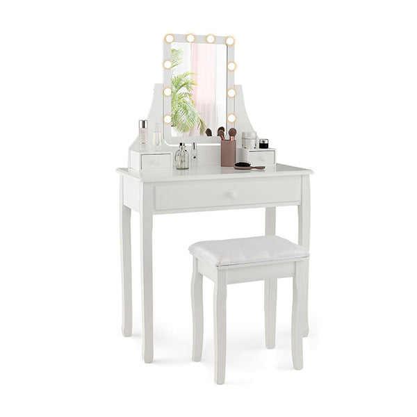 Modern Makeup Table With 10 Led Dimmable Bulbs For Women
