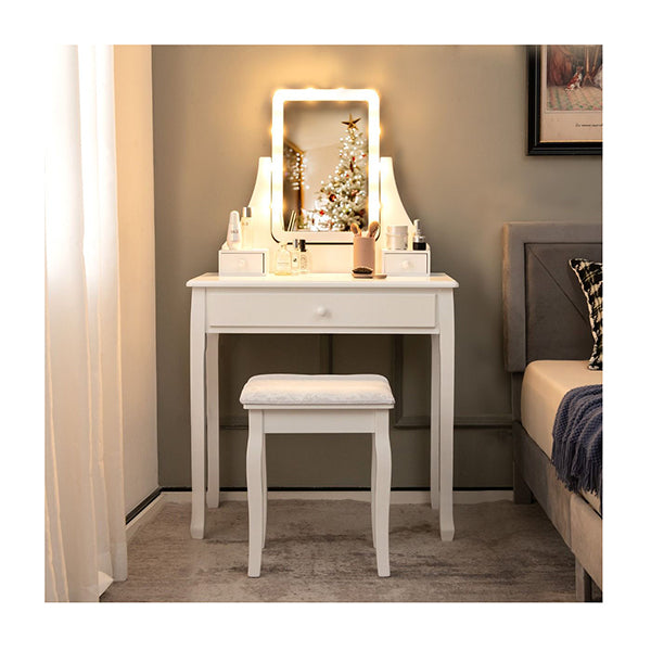 Modern Makeup Table With 10 Led Dimmable Bulbs For Women