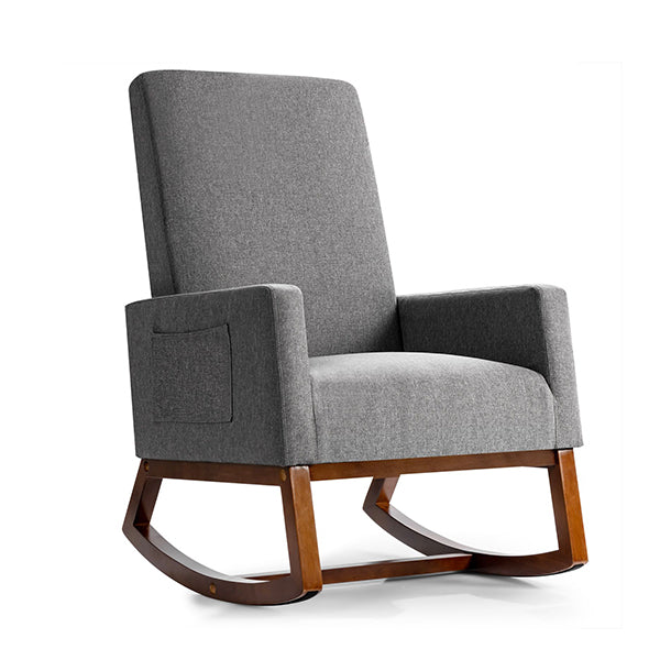 Modern Rocking Chair With Rubber Wood Base For Living Room