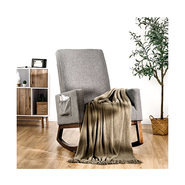 Modern Rocking Chair With Rubber Wood Base For Living Room