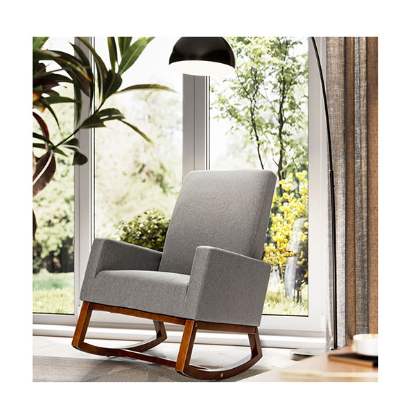 Modern Rocking Chair With Rubber Wood Base For Living Room