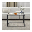 70 Cm Modern Square Glass Coffee Table With Metal Frame