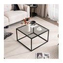 70 Cm Modern Square Glass Coffee Table With Metal Frame