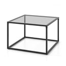 70 Cm Modern Square Glass Coffee Table With Metal Frame