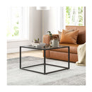 70 Cm Modern Square Glass Coffee Table With Metal Frame