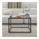 70 Cm Modern Square Glass Coffee Table With Metal Frame