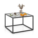 70 Cm Modern Square Glass Coffee Table With Metal Frame