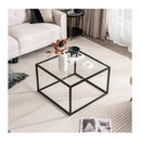 70 Cm Modern Square Glass Coffee Table With Metal Frame