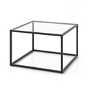 70 Cm Modern Square Glass Coffee Table With Metal Frame