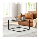 70 Cm Modern Square Glass Coffee Table With Metal Frame