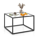 70 Cm Modern Square Glass Coffee Table With Metal Frame