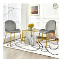 Set Of 2 Modern Velvet Dining Chairs With Golden Finished Metal Legs