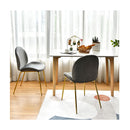 Set Of 2 Modern Velvet Dining Chairs With Golden Finished Metal Legs