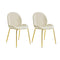 Set Of 2 Modern Velvet Dining Chairs With Golden Finished Metal Legs