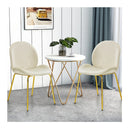 Set Of 2 Modern Velvet Dining Chairs With Golden Finished Metal Legs