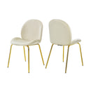 Set Of 2 Modern Velvet Dining Chairs With Golden Finished Metal Legs