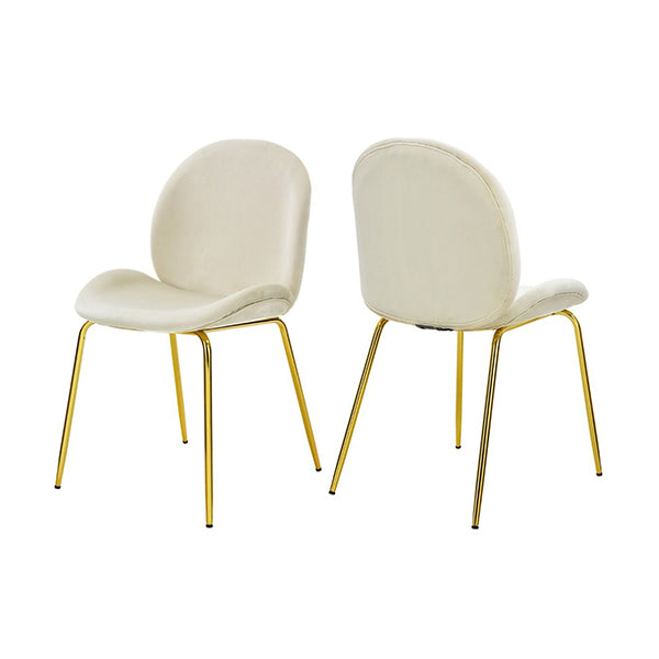 Set Of 2 Modern Velvet Dining Chairs With Golden Finished Metal Legs