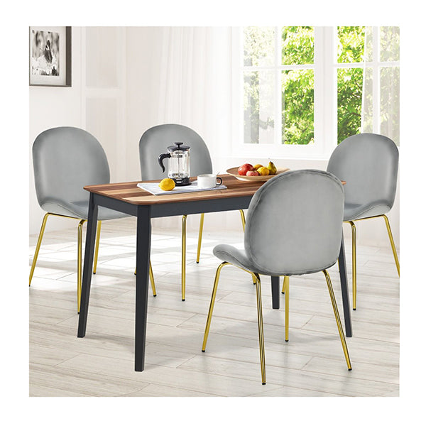 Set Of 2 Modern Velvet Dining Chairs With Golden Finished Metal Legs