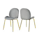 Set Of 2 Modern Velvet Dining Chairs With Golden Finished Metal Legs