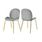 Set Of 2 Modern Velvet Dining Chairs With Golden Finished Metal Legs