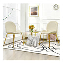 Set Of 2 Modern Velvet Dining Chairs With Golden Finished Metal Legs