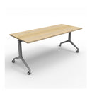 Modest Flip Top Table 1500 X 750Mm Natural Oak Top Silver Base