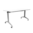 Modest Flip Top Table 1500 X 750Mm Natural White Top Silver Base