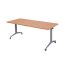 Modest Flip Top Table 1800 X 750Mm Beech Top Silver Base