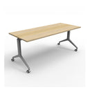 Modest Flip Top Table 1800 X 750Mm Natural Oak Top Silver Base