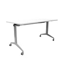 Modest Flip Top Table 1800 X 750Mm Natural White Top Silver Base