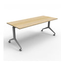 Modest Flip Top Table 1800 X 900Mm Natural Oak Top Silver Base