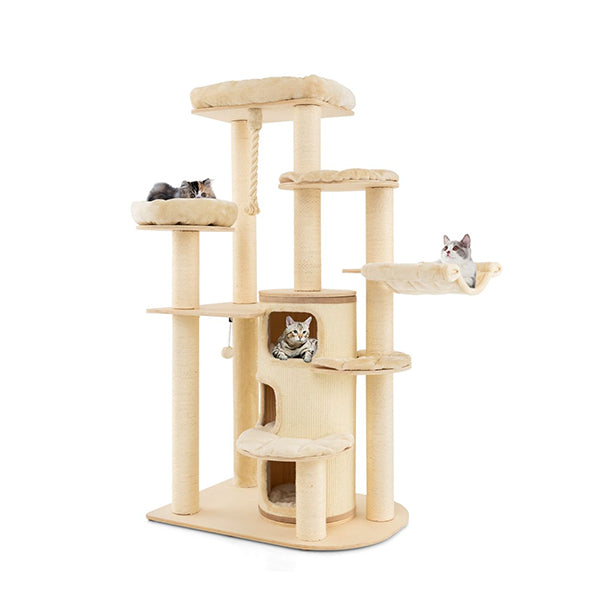 Multi Level Cat Tree With 3 Story Cat Condo 2 Perches And Spring Ball