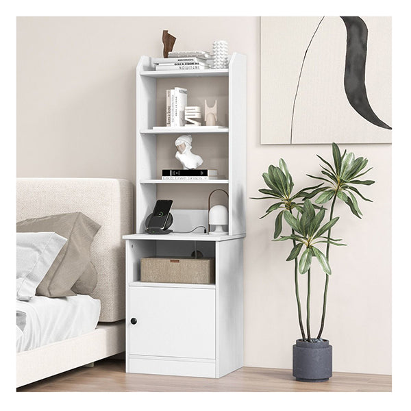 Multifunctional End Side Table With 6 Level Adjustable Shelves