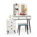 Multifunctional Vanity Table With 3 In 1 Charging Station For Bedroom