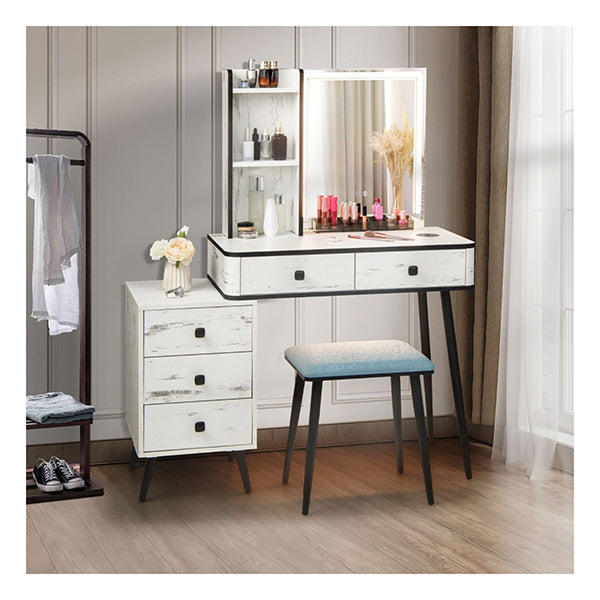 Multifunctional Vanity Table With 3 In 1 Charging Station For Bedroom