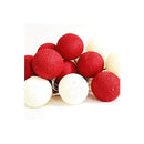 1 Set Of 20 Led Red White 5Cm Cotton Ball Battery Powered Lights
