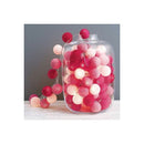 1 Set Of 20 Led Pink 5Cm Cotton Ball Battery Powered String Lights
