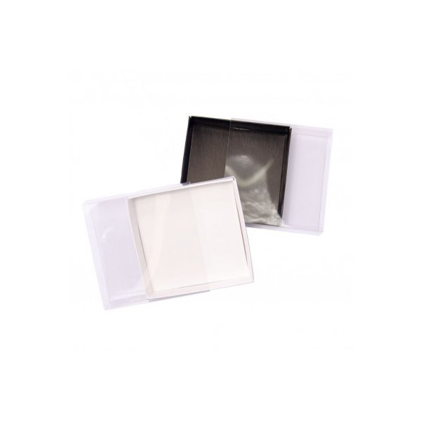 10 Pack Of 15Cm Square Invitation Coaster Gift Box 4Cm Deep White Card