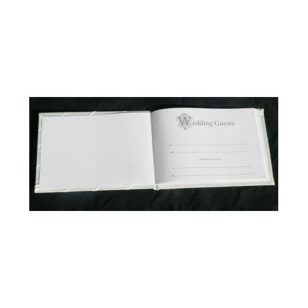 White Wedding Guest Register With Silver Pen Stand Set 36 Lined Pages