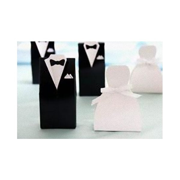 10 Pack Of 5 Bride Gown And 5 Groom Tux Wedding Favor Almond Box Nw