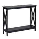 Industrial 2 Tier Narrow Console Table With Storage Shelf For Entryway