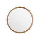 Natural Wood Frame Bathroom Vanity Wall Mounted Round Mirror