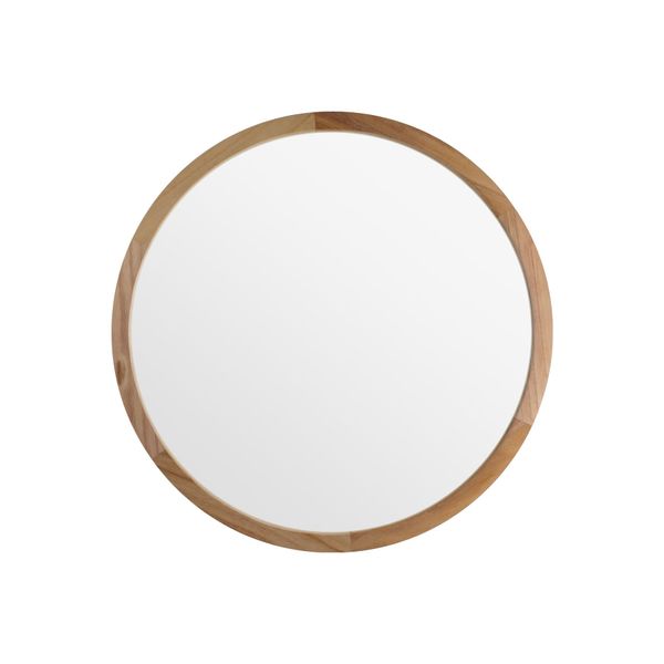 Natural Wood Frame Bathroom Vanity Wall Mounted Round Mirror
