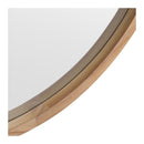 Natural Wood Frame Bathroom Vanity Wall Mounted Round Mirror