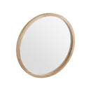 Natural Wood Frame Bathroom Vanity Wall Mounted Round Mirror