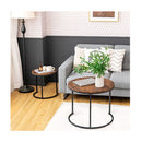 Set Of 2 Round Nesting Coffee Table With Wooden Tabletop