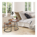 Set Of 2 Round Nesting Coffee Table With Wooden Tabletop