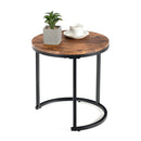 Set Of 2 Round Nesting Coffee Table With Wooden Tabletop