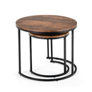 Set Of 2 Round Nesting Coffee Table With Wooden Tabletop